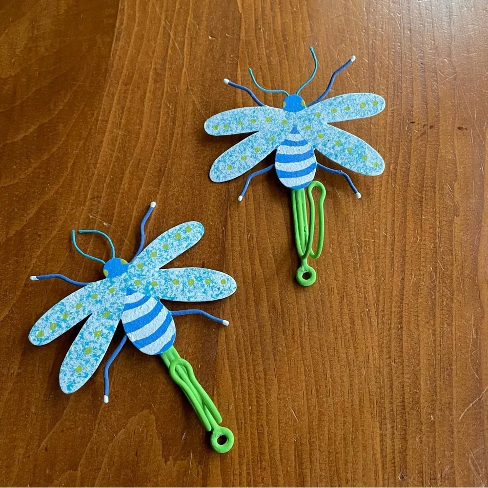 Pair of Metal Hand Painted Butterfly Wall Hooks - Set of 2
